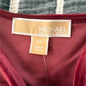 Michael Kora NEW off the shoulder burgundy velvet top